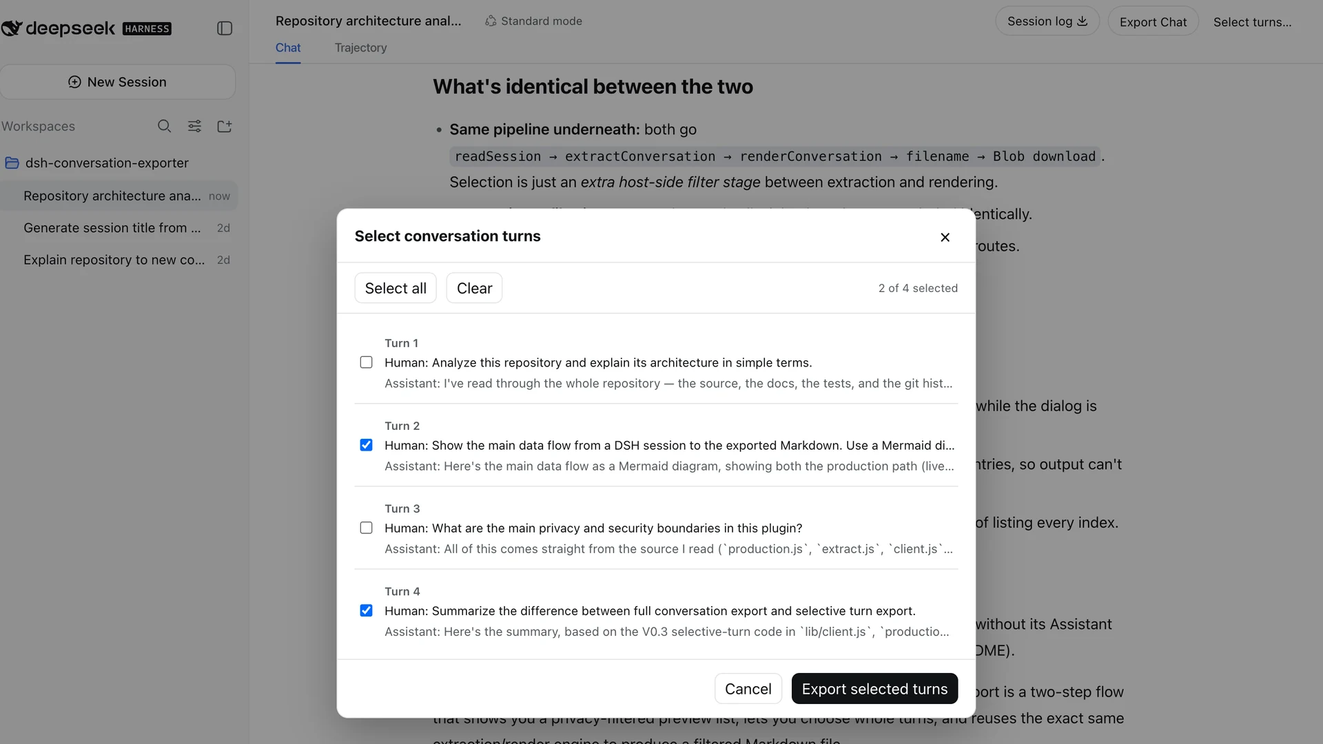 DSH Conversation Exporter product screenshot